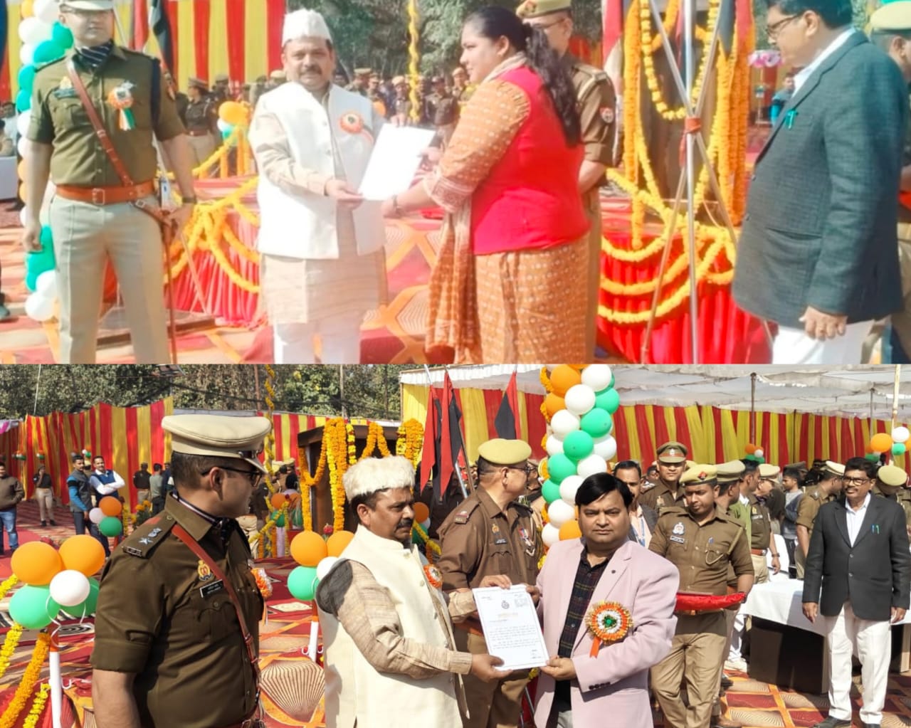 चंदौली: चिकित्सा क्षेत्र में अभूतपूर्व योगदान देने वाले डा आनंद प्रकाश तिवारी व अपराध रोकथाम में पुलिस का सहयोग करने पर परवीन रुस्तम समेत 16 नागरिकों को गणतंत्र दिवस पर किया गया सम्मानित... चंदौली: चिकित्सा क्षेत्र में अभूतपूर्व योगदान देने वाले डा आनंद प्रकाश तिवारी व अपराध रोकथाम में पुलिस का सहयोग करने पर परवीन रुस्तम समेत 16 नागरिकों को गणतंत्र दिवस पर किया गया सम्मानित...