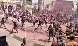 शाहजहांपुर में होली पर लाट साहब के जुलूस में हुड़दंगियों ने पुलिस पर फेंके जूते-चप्पल, फोर्स ने खदेड़ा