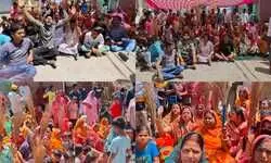 चंदौली में भारी हंगामा, हाथ में झाड़ू लेकर सड़क पर प्रदर्शन: शराब की दुकान खोले जाने का जबरदस्त विरोध, चक्काजाम...