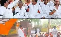 डॉ. अंबेडकर के चित्र से चेहरा काटकर अखिलेश यादव की फोटो जोड़ने पर बवाल, बीजेपी का जिला मुख्यालय पर जोरदार प्रदर्शन