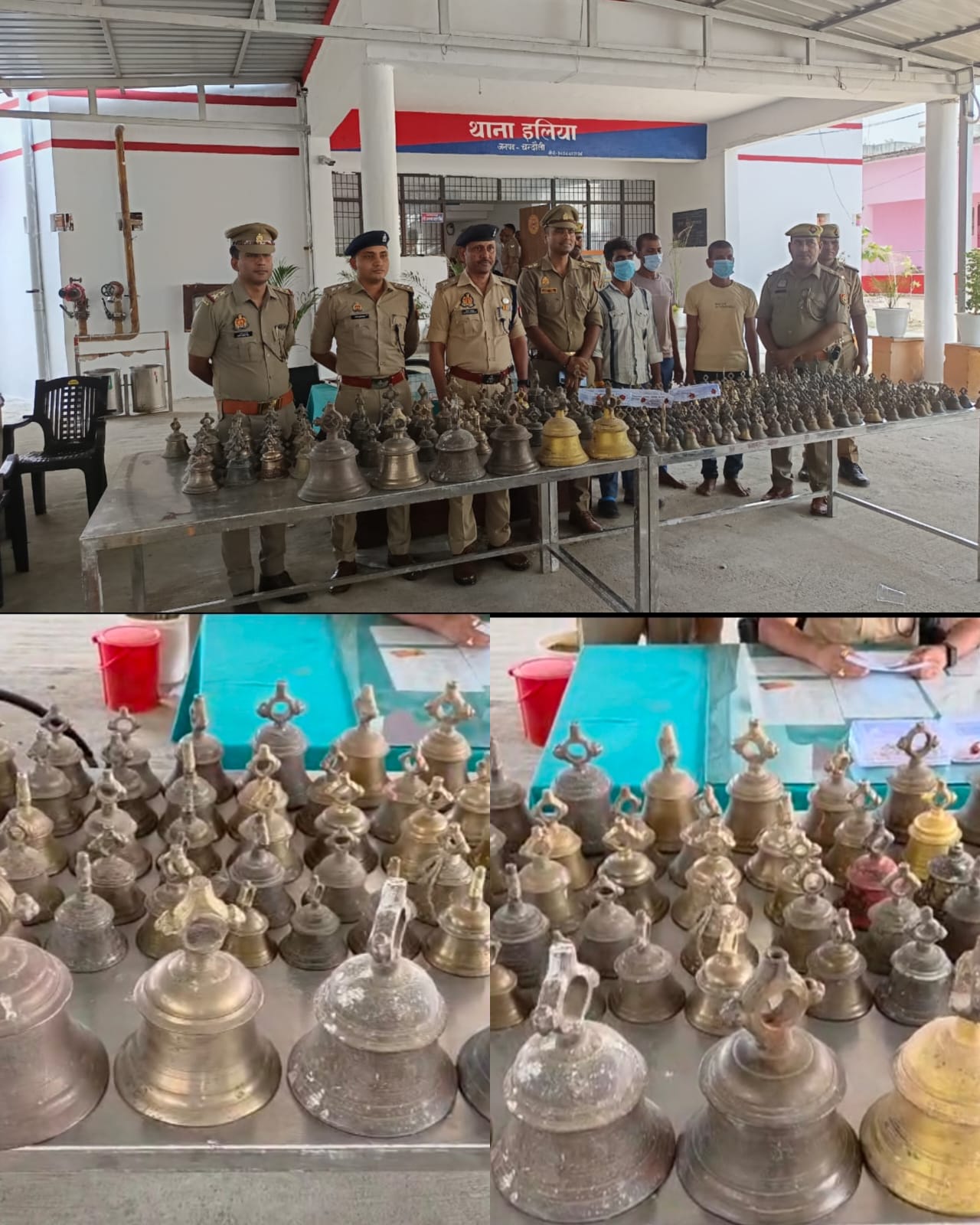 मन्दिरों के घंटों की गूंज लौटाई पुलिस ने: चोरी के 394 घंटे, मुकुट और मूर्ति की आंखें बरामद, चार शातिर गिरफ्तार