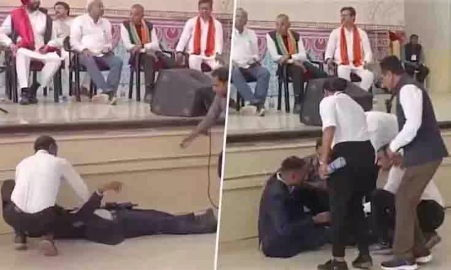 वडोदरा में जेपी नड्डा के भाषण के दौरान सुरक्षा गार्ड बेहोश — मंच पर नेताओं की प्रतिक्रिया पर उठे सवाल, सोशल मीडिया पर विवाद तेज