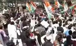लखनऊ में कांग्रेस नेताओं द्वारा उत्तर प्रदेश विधानसभा की ओर विरोध मार्च निकाला