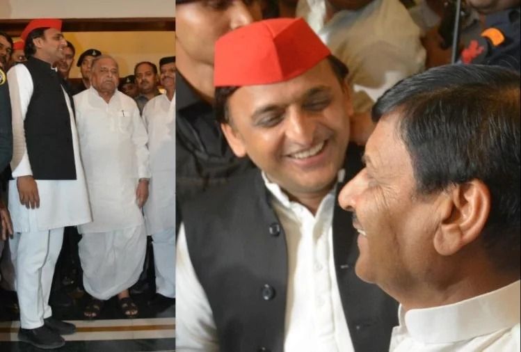 चाचा शिवपाल के साथ काफी खुश दिखाई दिए अखिलेश