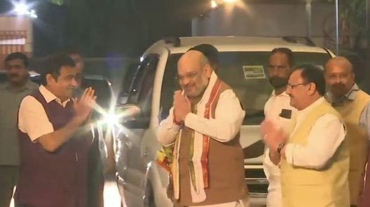 दिल्ली : विधानसभा चुनाव नतीजों के बाद बीजेपी मुख्यालय पहुंचे पार्टी अध्यक्ष अमित शाह, कार्यकारी अध्यक्ष जेपी नड्डा और नितिन गडकरी ।