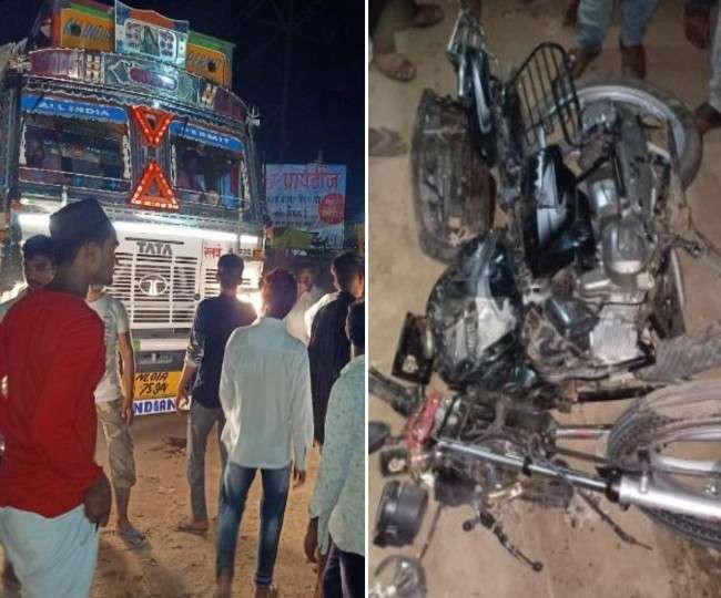 सरिया लदे तेज रफ्तार ट्रक ने तीन लोगों को रौंदा, एक की मौत-दो घायल