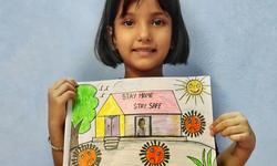 बनारस की बिटिया प्रियल दवे, कक्षा २ की छात्रा , वनीता पब्लिक स्कूल ने अपनी चित्रकारी द्वारा लोगों को घर में रहने का सन्देश दिया!घर में रहें , सुरक्षित रहें!