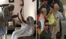 पीएम मोदी ने मां से लिया आशीर्वाद, अमित शाह की पोती को किया दुलार