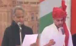अशोक गहलोत ने राजस्थान के मुख्यमंत्री और सचिन पायलट ने उपमुख्यमंत्री के तौर पर शपथ ले ली है। दोनों को राज्यपाल कल्याण सिंह ने पद और गोपनीयता की शपथ दिलाई।