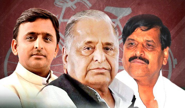 मुलायम से सपा नेताओं के साथ मिले शिवपाल: घर पर मीटिंग, बाहर नारेबाजी