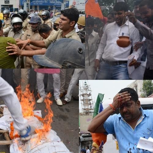 अंबेडकर पर आजम की टिप्पणी से बवाल, भाजपाइयों पर बरसीं लाठियां अंबेडकर पर आजम की टिप्पणी से बवाल, भाजपाइयों पर बरसीं लाठियां
